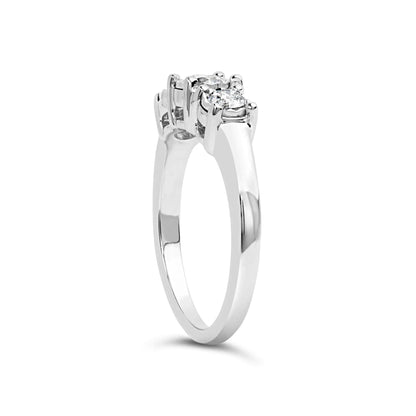 14K White Gold 1/2 Cttw Miracle Set Round Lab Grown Diamond Three Stone Illusion Plate Ring (F-G Color, VS1-VS2 Clarity) by Anti Spier