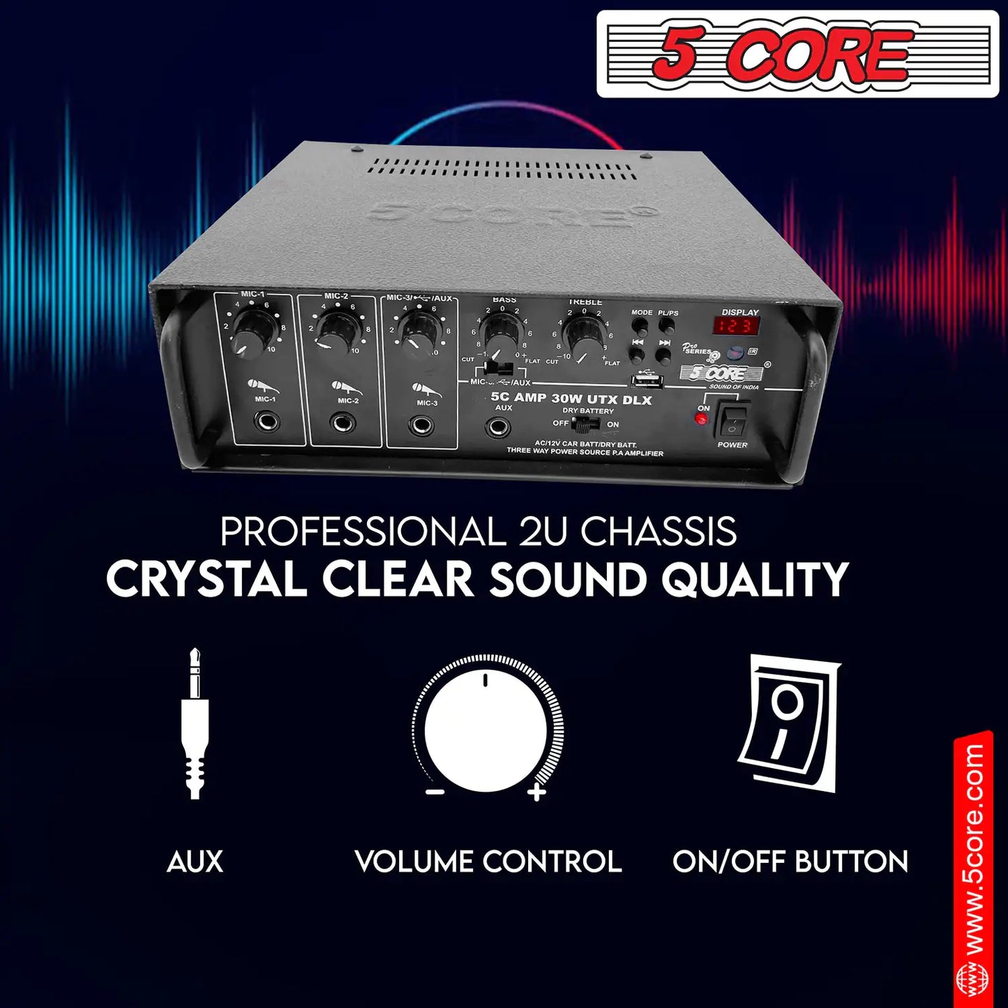5Core Amplifier Home Audio Stereo Receiver PA Speaker Microphone Surround Sound Amp by Anti Spier