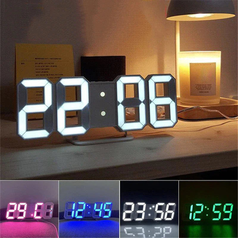 Digital 3D LED Big Wall Desk Alarm Clock Snooze 12/24 Hours Auto Brightness USB by Anti Spier