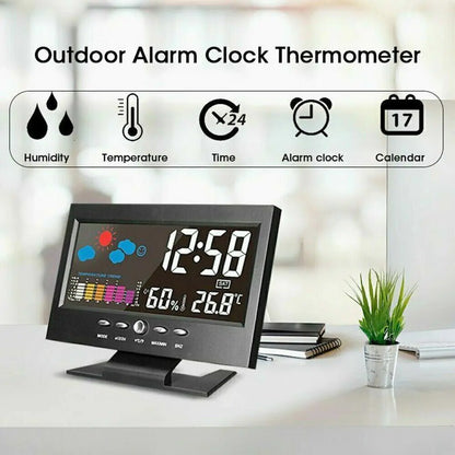 LED Digital Alarm Clock Snooze Calendar Thermometer Hygrometer Weather Display by Anti Spier