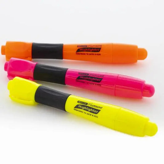 Yellow Fluorescent Highlighters with Cushion Grip (3/Pack) by Anti Spier