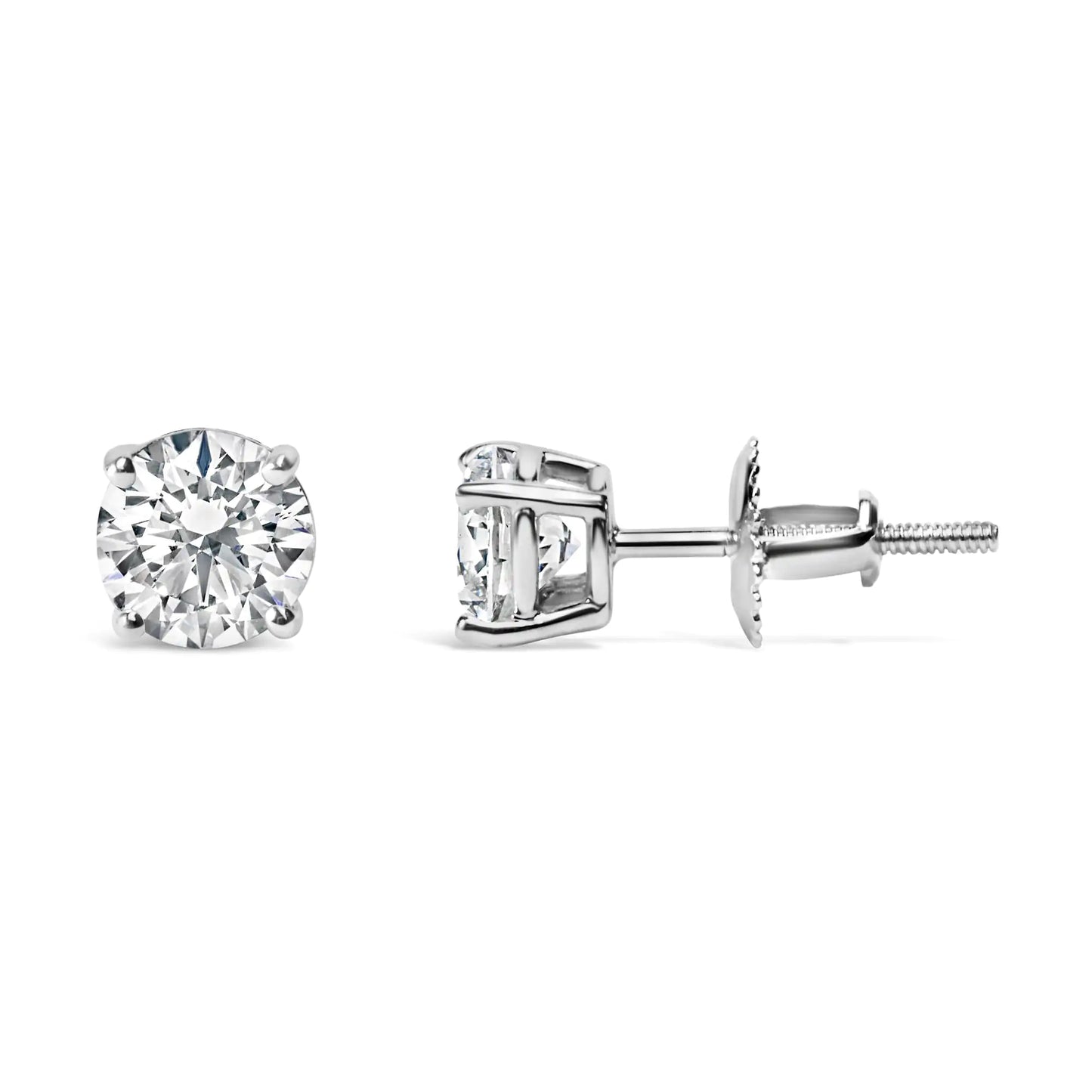 IGI Certified 14K White Gold 1 1/2 Cttw Round Diamond Solitaire Stud Earrings with Screwbacks (G-H Color, I1-I2 Clarity) by Anti Spier
