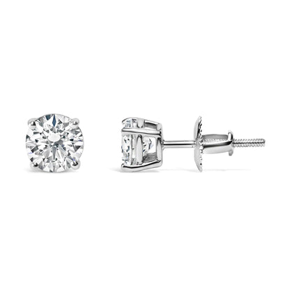 IGI Certified 14K White Gold 1 1/2 Cttw Round Diamond Solitaire Stud Earrings with Screwbacks (G-H Color, I1-I2 Clarity) by Anti Spier
