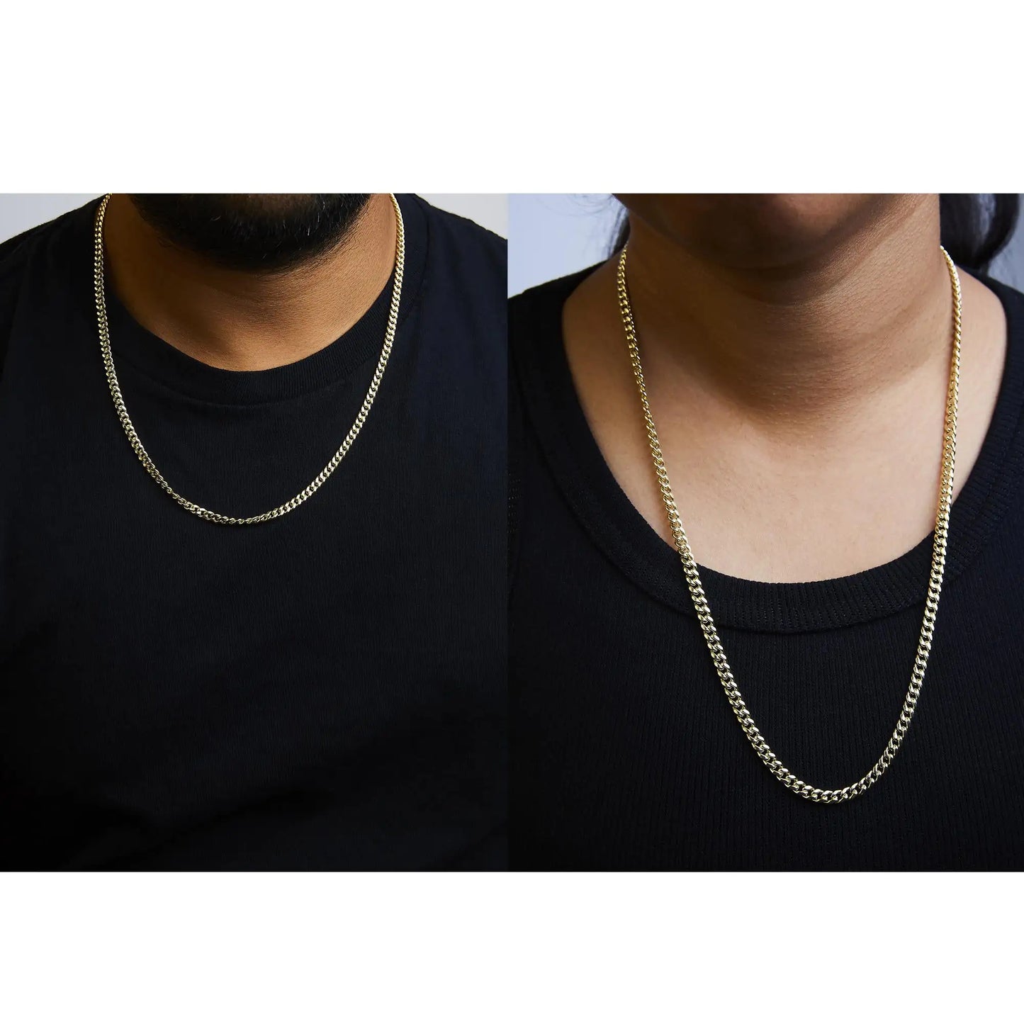 Semi-Solid 14K Yellow Gold 4.5mm Miami Cuban Chain Necklace - Unisex Chain by Anti Spier