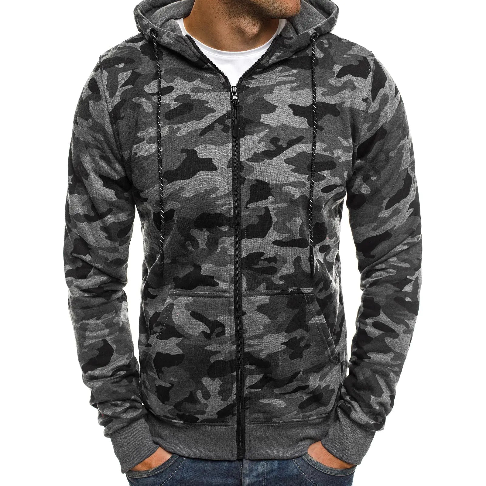 New Fashionable Plus Size Camo Hoodie Cardigan by Anti Spier