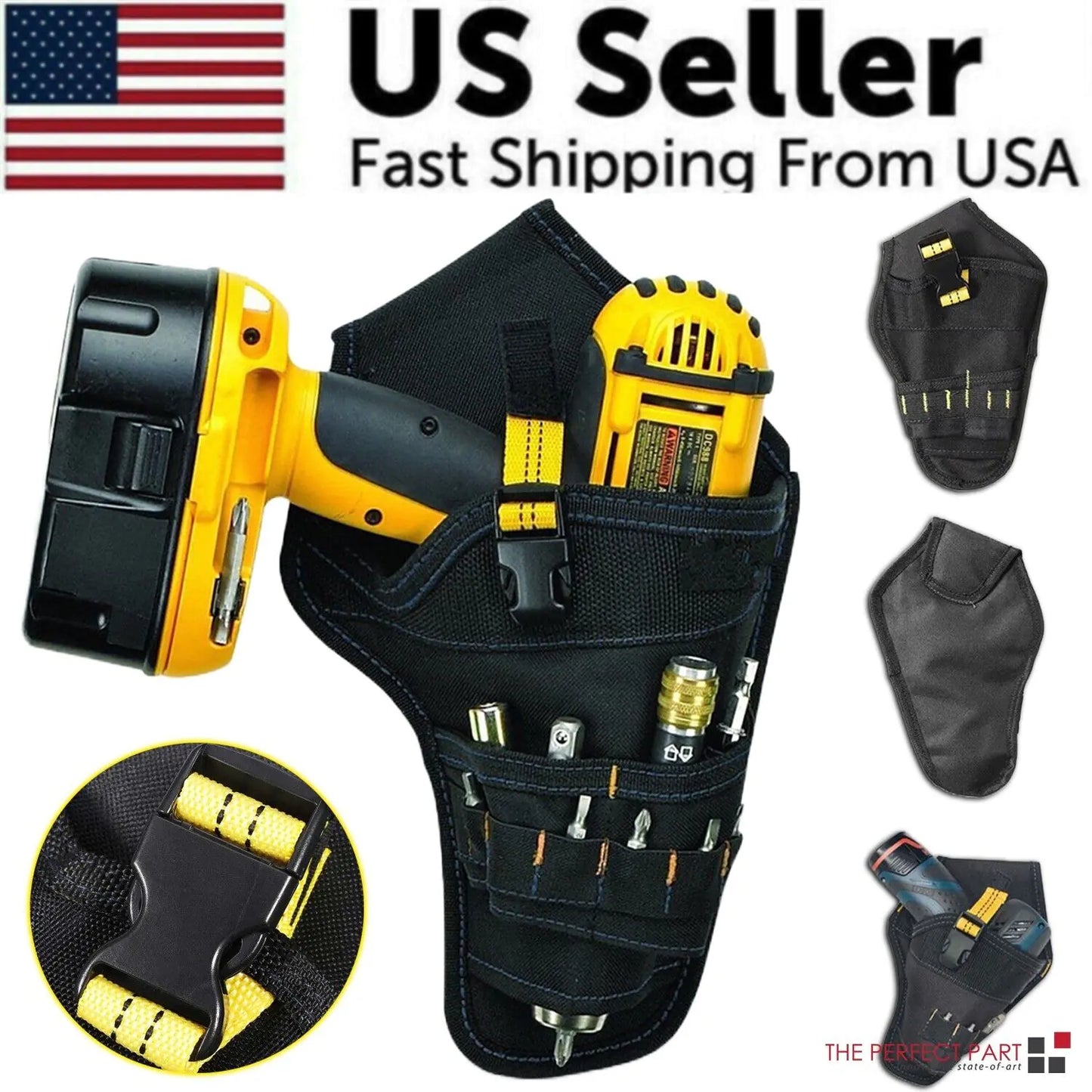 Heavy Duty Drill Holster Tool Belt Pouch Bit Holder Hanging Waist Bag Drill Tool by Anti Spier