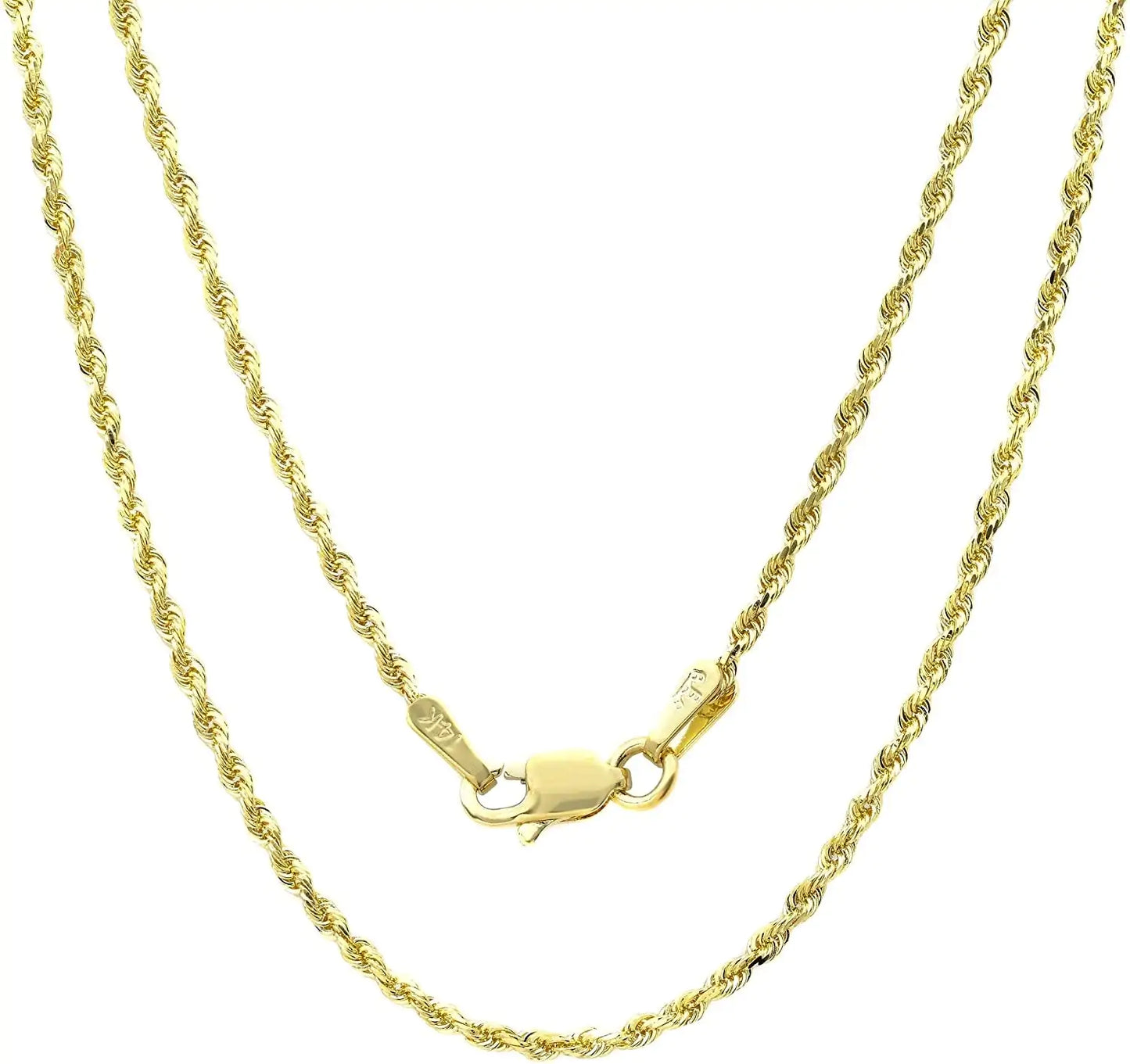 14k Gold Yellow Thin Hollow Rope Chain 16"-24" by Anti Spier