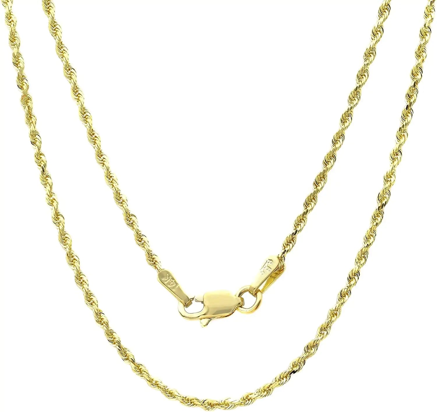 14k Gold Yellow Thin Hollow Rope Chain 16"-24" by Anti Spier