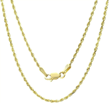 14k Gold Yellow Thin Hollow Rope Chain 16"-24" by Anti Spier