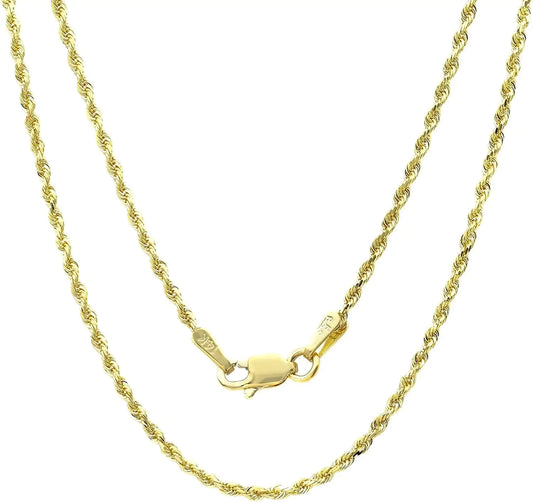 14k Gold Yellow Thin Hollow Rope Chain 16"-24" by Anti Spier
