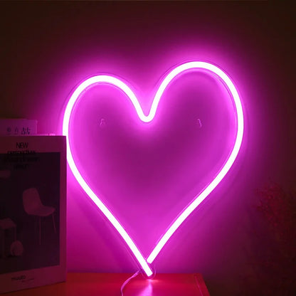 Big Heart Shape Neon Sign Wall Hanging Light - 38cm, USB Powered by Anti Spier