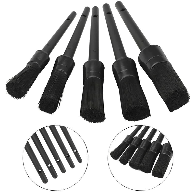 5PC Car Detailing Brush Kit Boar Hair Vehicle Auto Interior For Wheel Clean Sets by Anti Spier
