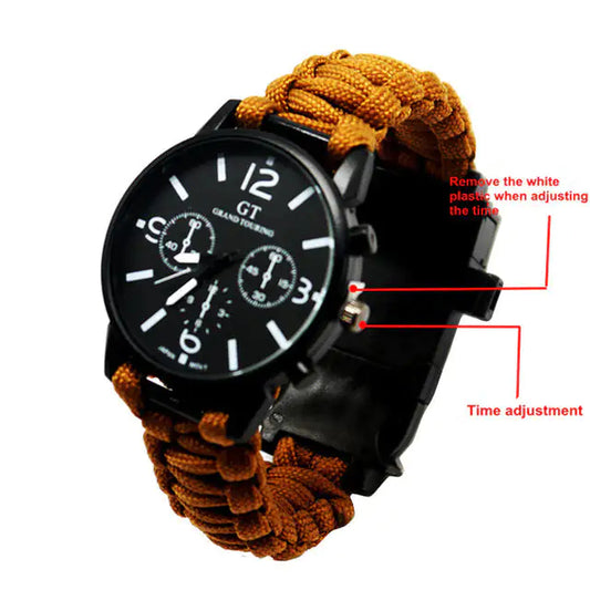 Outdoor Multi function Camping Survival Watch Bracelet Tools With LED Light by Anti Spier