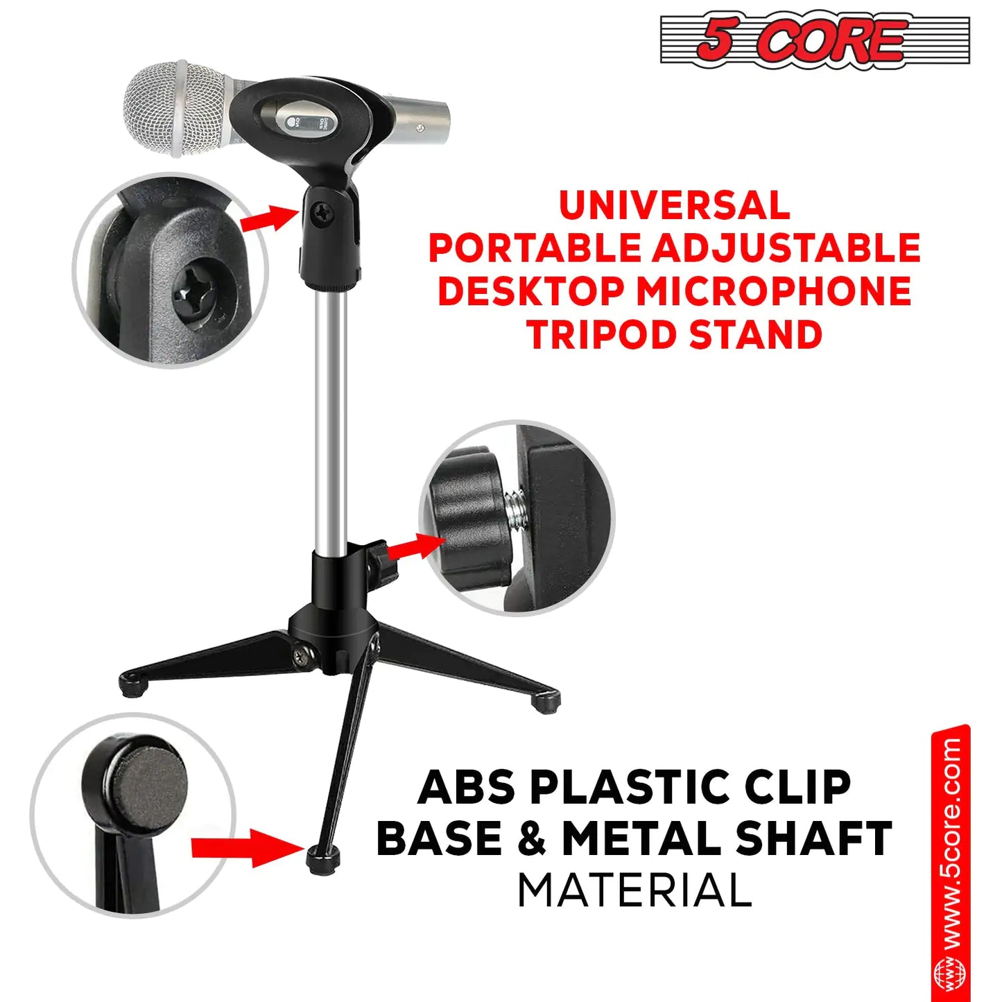 5Core Desktop Mic Stand Tripod Universal Desk Microphone Holder Table Top Stands by Anti Spier