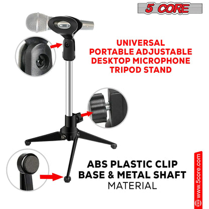 5Core Desktop Mic Stand Tripod Universal Desk Microphone Holder Table Top Stands by Anti Spier
