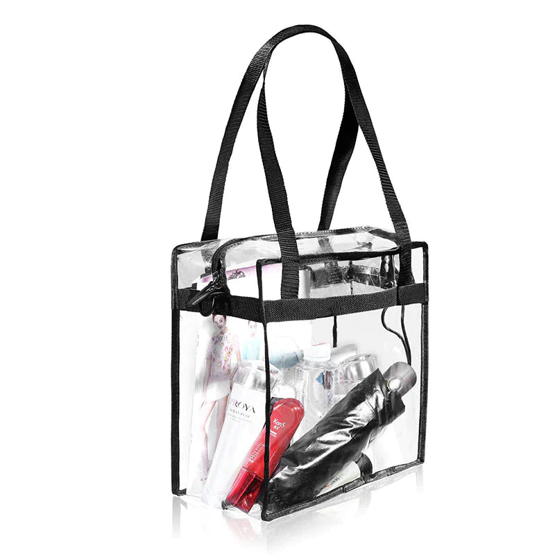 2x Clear PVC Tote Bag Women Large Transparent Handbag Zip Purse Stadium Security by Anti Spier