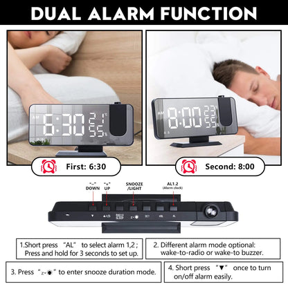 LED Projection Digital Alarm Clock Phone Charger by Anti Spier