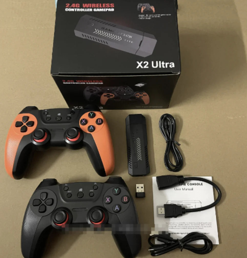 X2 Ultra Retro Game Stick 4K, Plug and Play Video Gaming Console with 128G memory card/40000+Games, HDMI Output for TV with 2.4G Wireless Controller, Retro Arcade Emulators for Kids Adults by Anti Spier