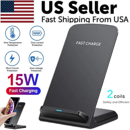Qi Wireless Fast Charger Charging Pad Stand Dock For Samsung Galaxy iPhone Phone by Anti Spier