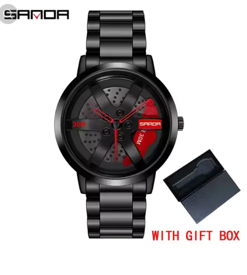 Men's 3D Car Wheel Sports Watch - Waterproof Quartz by Anti Spier
