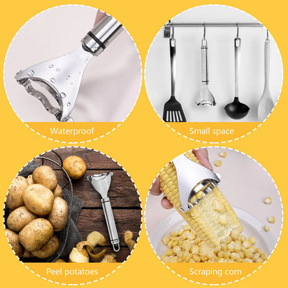 2x Corn Cob Peeler Stainless Steel Thresher Stripper Remover Kitchen Cutter Tool by Anti Spier