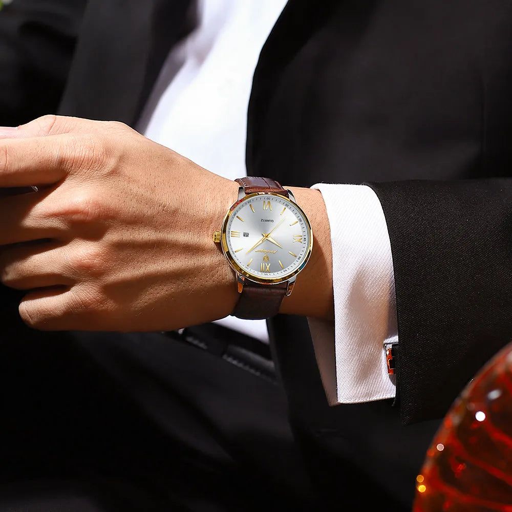 Leather Men Quartz Luxury Watches by Anti Spier