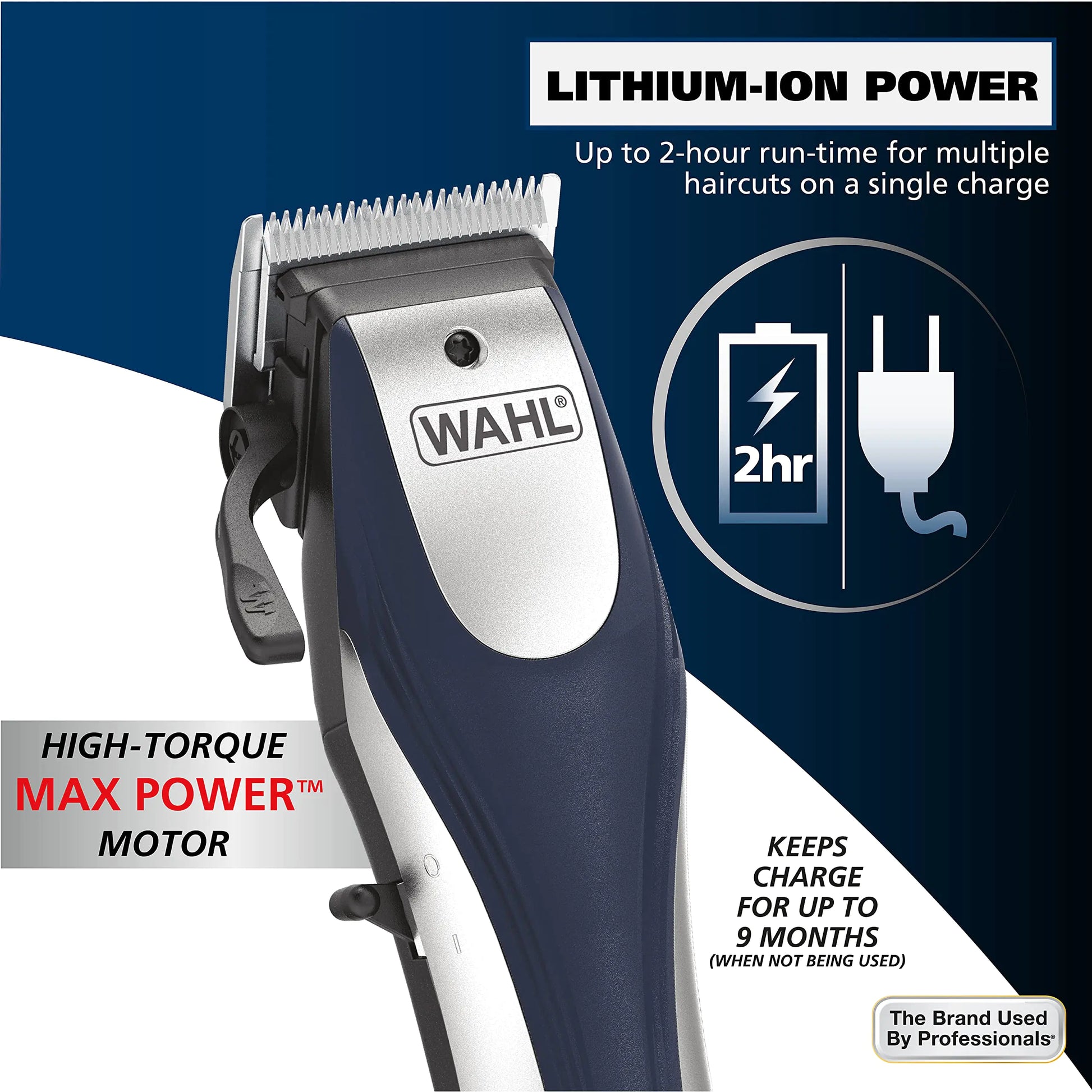 Wahl Lithium Ion Pro Rechargeable Cordless Hair Clippers for Men, Woman, & Children with Smart Charge Technology for Convenient at Home Haircutting - Model 79470 Sliver 22 Piece Set by Anti Spier