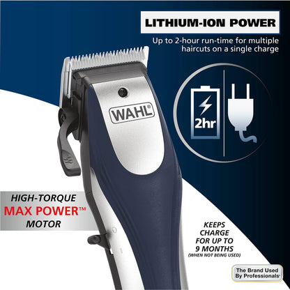 Wahl Lithium Ion Pro Rechargeable Cordless Hair Clippers for Men, Woman, & Children with Smart Charge Technology for Convenient at Home Haircutting - Model 79470 Sliver 22 Piece Set by Anti Spier