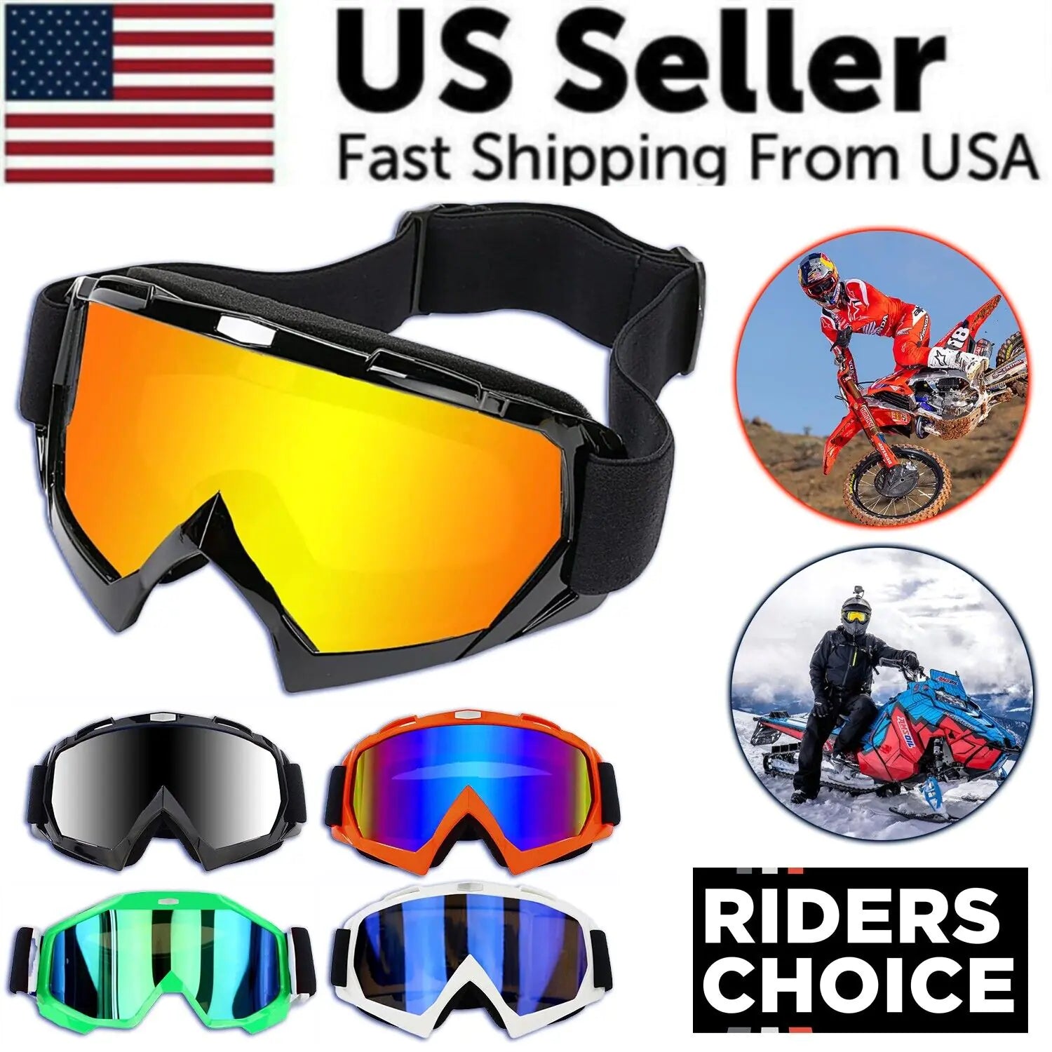 Motocross Goggles Racing Off-Road Dirt Bike ATV UTV BMX MX XC Motorcycle Eyewear by Anti Spier