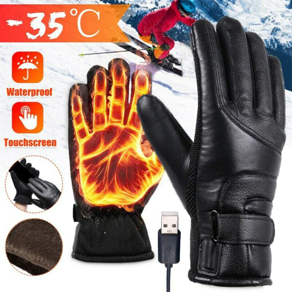 Electric USB Heated Gloves Winter Warming Thermal Ski Snow Hand Warm Windproof by Anti Spier