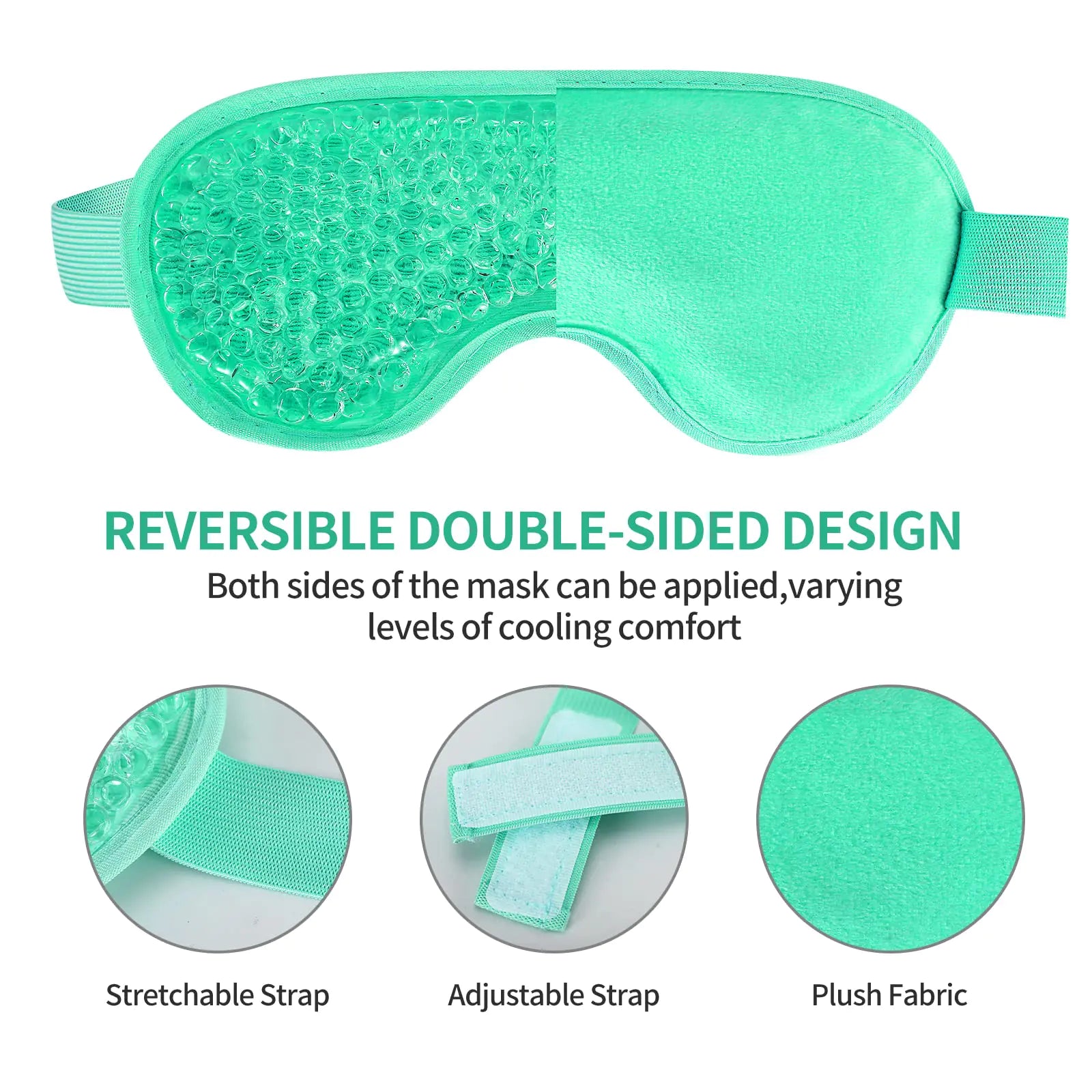 2PCS Gel Eye Mask Reusable Hot Cold Therapy Gel Bead Eye Mask for Puffiness /Dark Circles/Eye Bags /Dry Eyes/Headaches/Migraines/Stress Relief, Cooling Eye Mask Hot/Cold Compress Eye Mask (Green) Green by Anti Spier