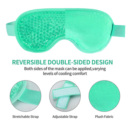 2PCS Gel Eye Mask Reusable Hot Cold Therapy Gel Bead Eye Mask for Puffiness /Dark Circles/Eye Bags /Dry Eyes/Headaches/Migraines/Stress Relief, Cooling Eye Mask Hot/Cold Compress Eye Mask (Green) Green by Anti Spier