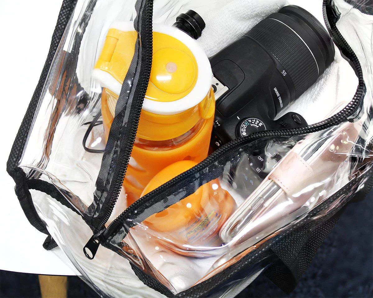 2x Clear PVC Tote Bag Women Large Transparent Handbag Zip Purse Stadium Security by Anti Spier