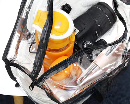 2x Clear PVC Tote Bag Women Large Transparent Handbag Zip Purse Stadium Security by Anti Spier