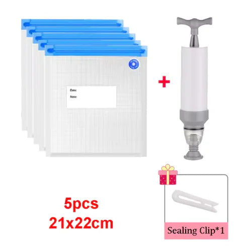 Reusable Vacuum Sealer Bag Kitchen Food Storage Zipper Bag Air Valve Pump Seal Vegetables Meat Snack Sealer Fresh Keeping Bag by Anti Spier