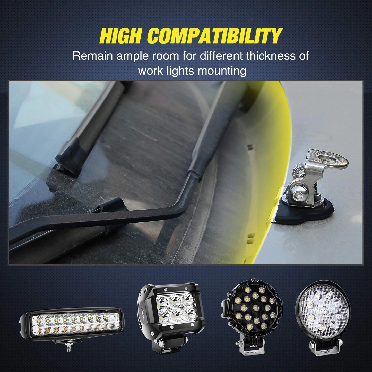 2PCS Pillar Hood Led Work Light Bar Mount Bracket Clamp Holder Offroad Universal by Anti Spier