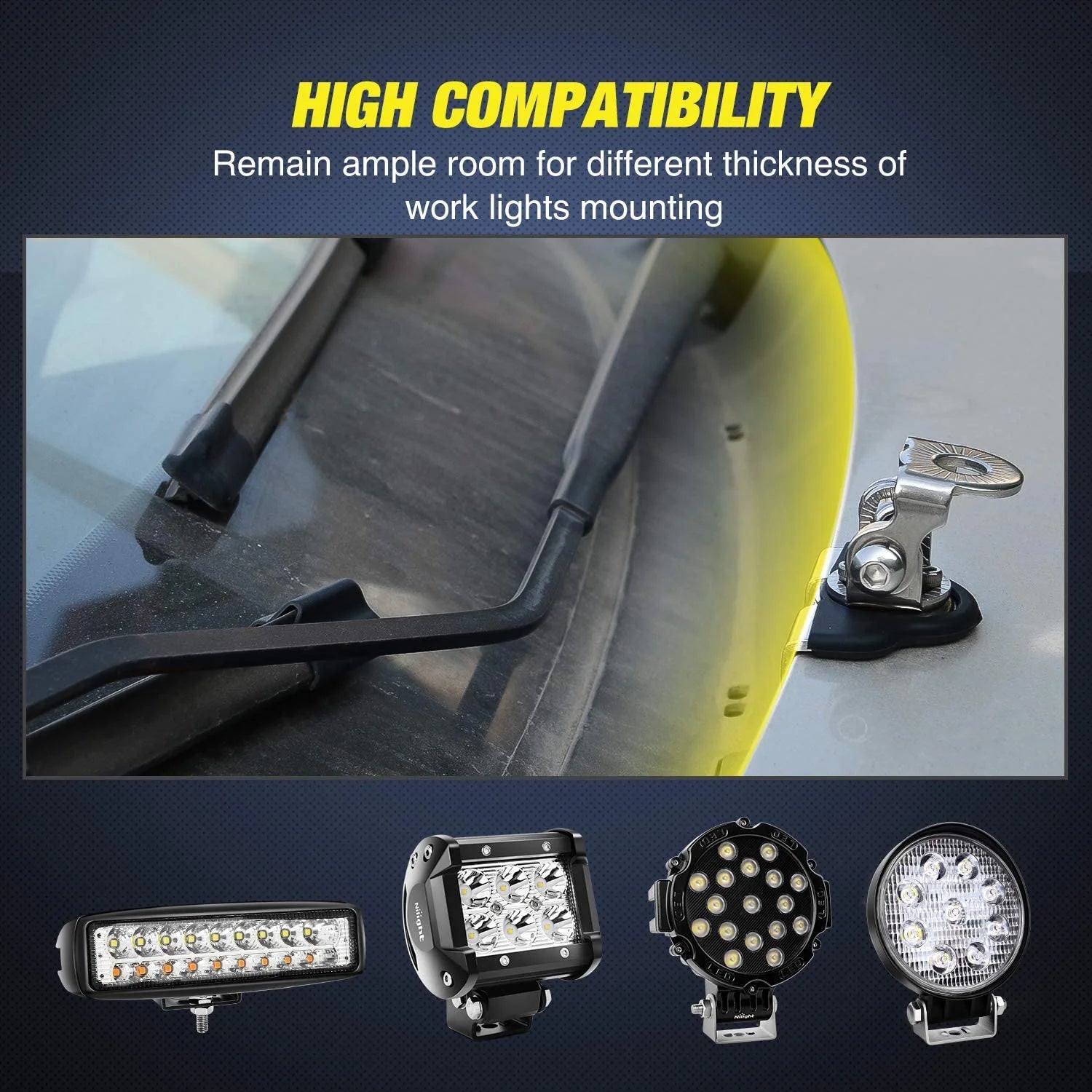 2PCS Pillar Hood Led Work Light Bar Mount Bracket Clamp Holder Offroad Universal by Anti Spier
