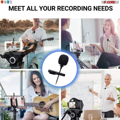 5Core Lavalier Microphone Clip On Professional Grade 3.5mm Lapel Mic Omnidirectional Lav Mic by Anti Spier