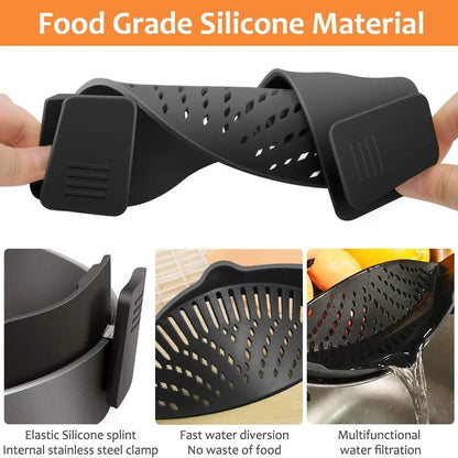 Multi-Functional Silicone Clip-On Strainer by Anti Spier