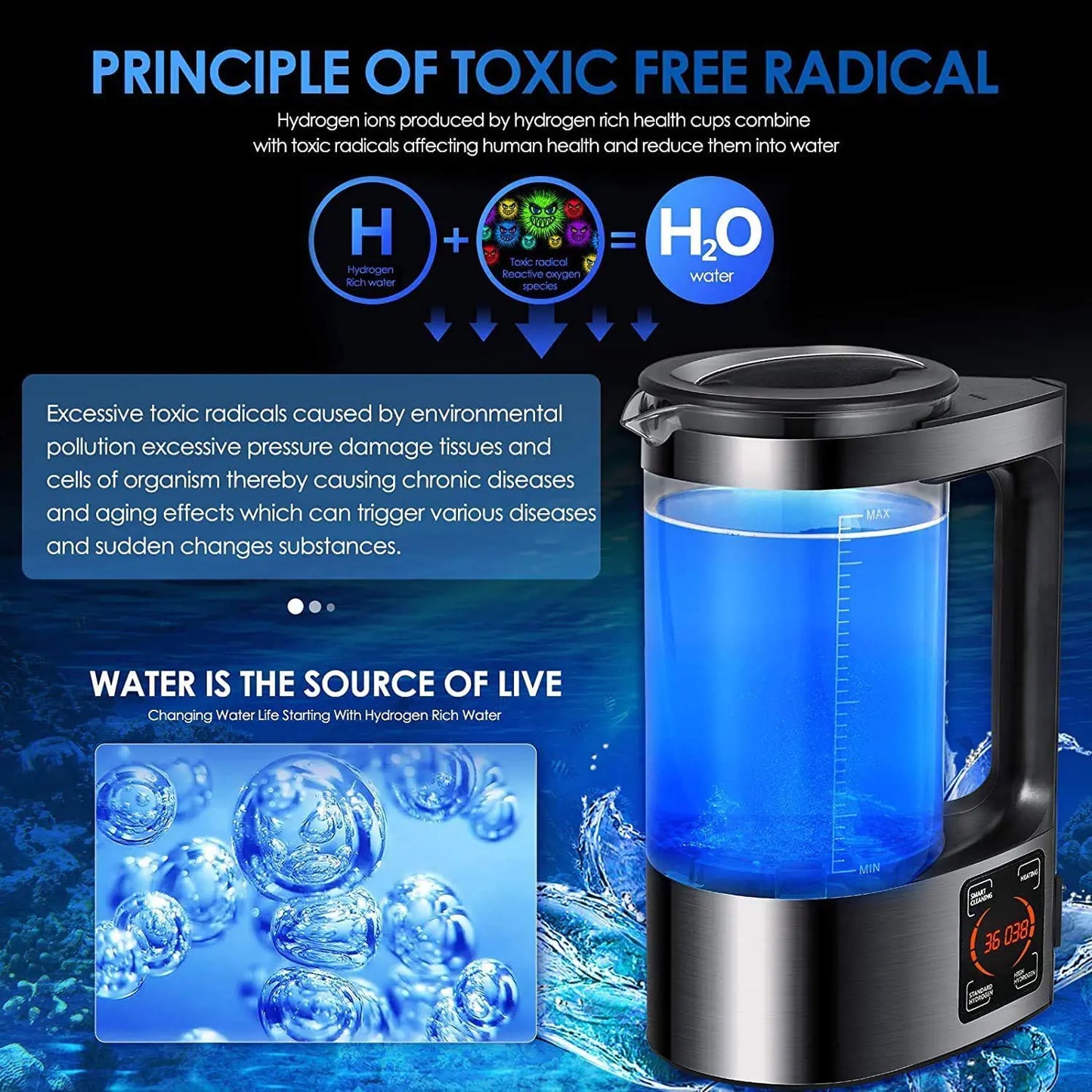 Hydrogen Water Ionizer Machine - Electric Hydrogen Rich Water Machine by Anti Spier