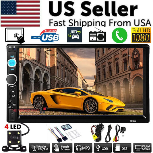 7" Double 2 DIN Car MP5 Player Bluetooth Touch Screen Stereo Radio With Camera by Anti Spier