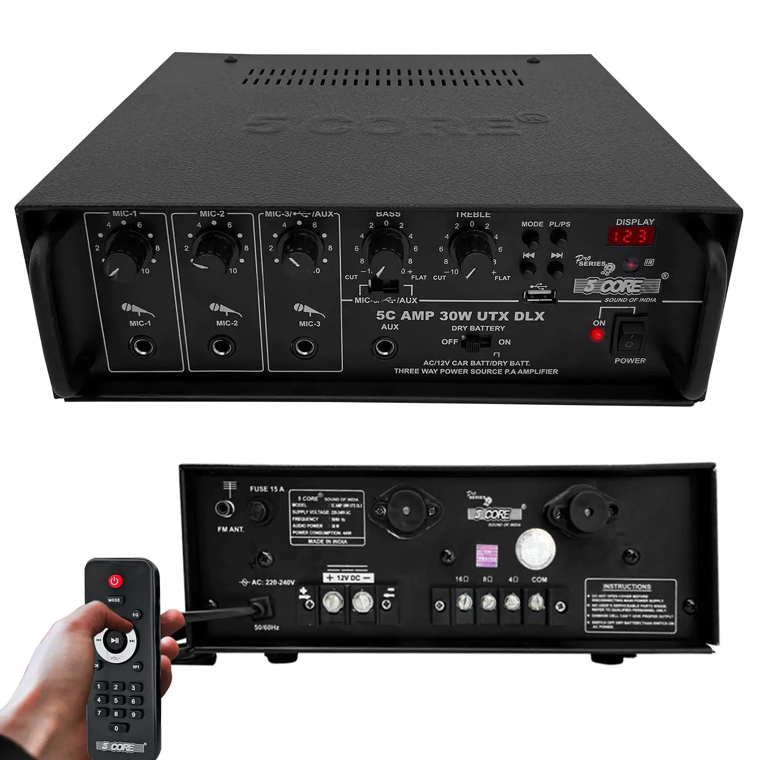 5Core Amplifier Home Audio Stereo Receiver PA Speaker Microphone Surround Sound Amp by Anti Spier