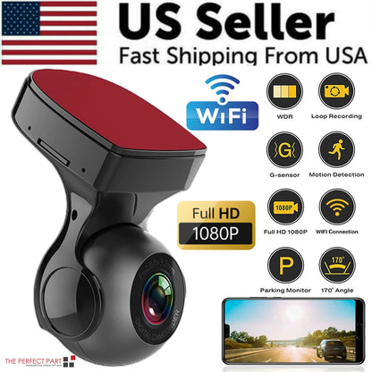 170° WiFi Dash Cam Recorder Car Camera HD 1080P Car DVR Vehicle Video G-Sensor by Anti Spier
