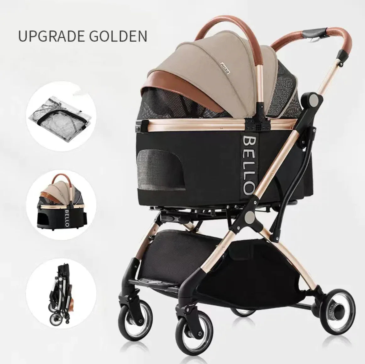 Foldable Four-Wheel Pet Stroller by Anti Spier