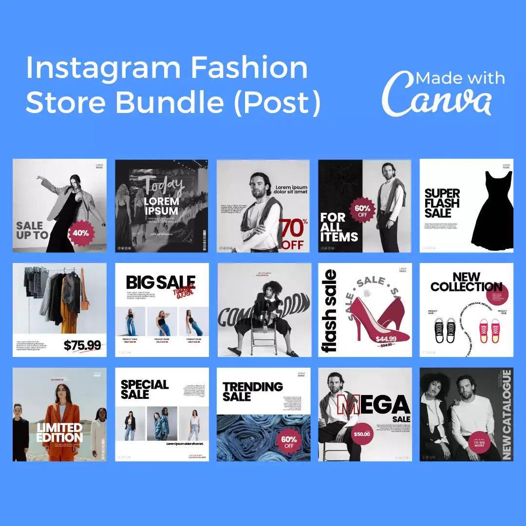 Downloadable Instagram Fashion Store 100 Pages Bundle by Anti Spier