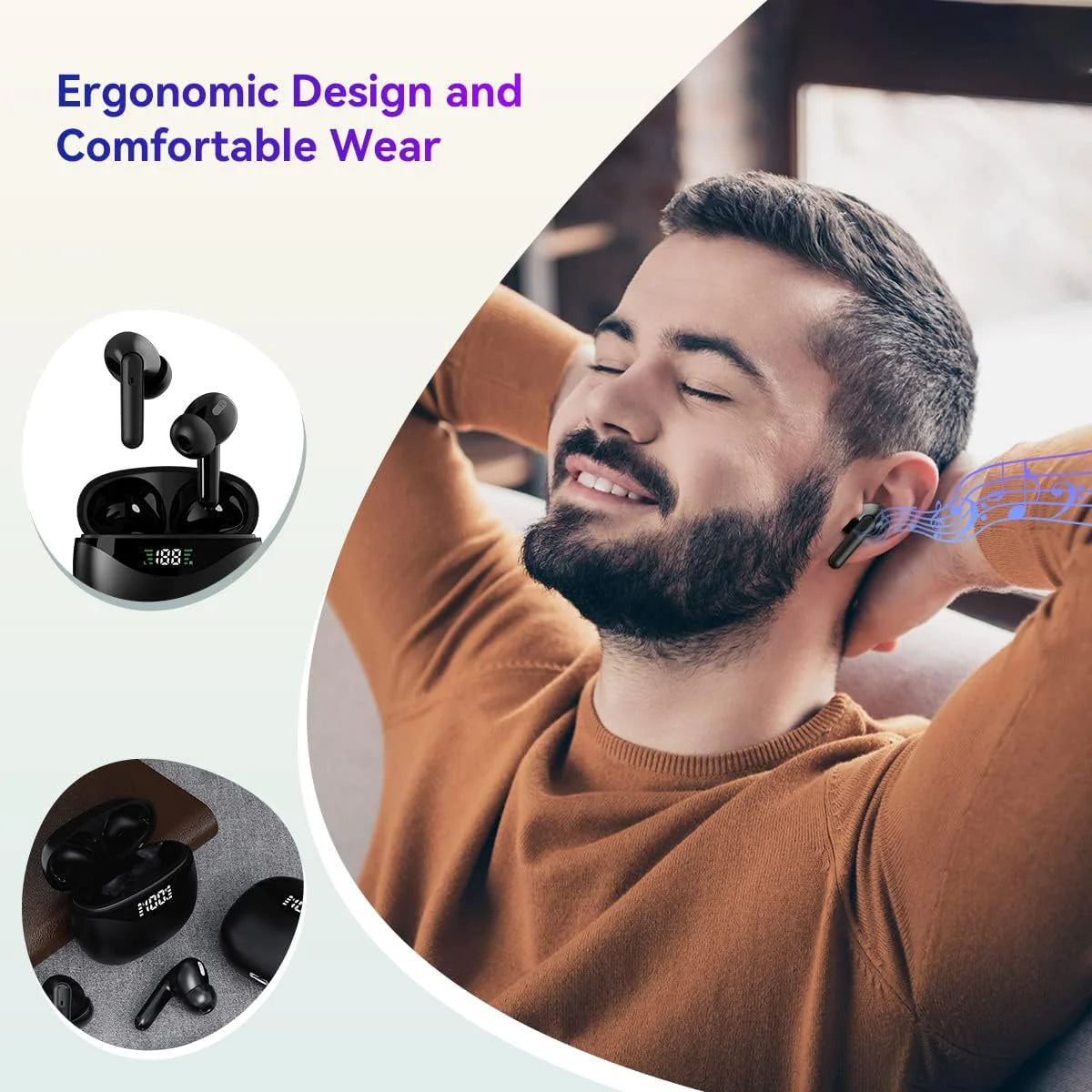 Bluetooth Earbuds Headset 5.3 Wireless Noise Cancelling TWS Trucker Waterproof by Anti Spier