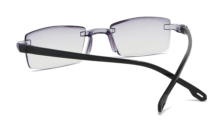 4 PK Mens Rectangular Rimless Blue Light Blocking Reading Glasses Unisex Readers by Anti Spier