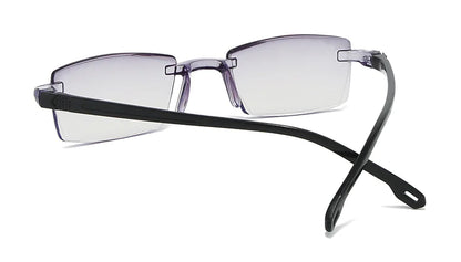 4 PK Mens Rectangular Rimless Blue Light Blocking Reading Glasses Unisex Readers by Anti Spier