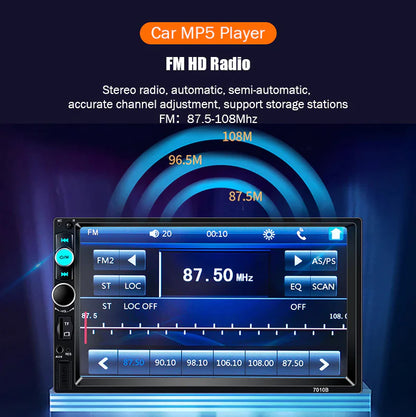7" Double 2 DIN Car MP5 Player Bluetooth Touch Screen Stereo Radio With Camera by Anti Spier