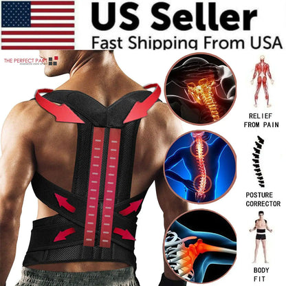 Adjustable Posture Corrector Low Back Support Shoulder Brace Belt For Men Women by Anti Spier